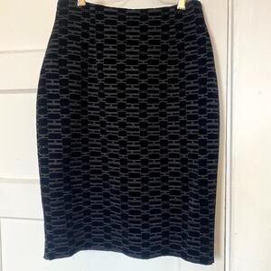 Vintage Rubinacci Black Velvet Mini Skirt Geometric Designer 25" W